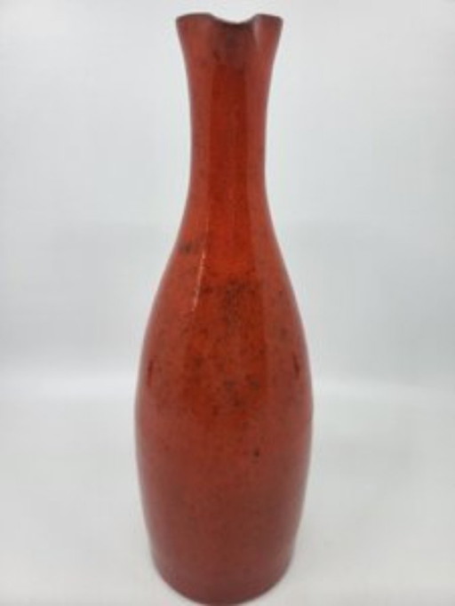 Robert Picault red ceramic vase Vallauris France Côte-d'Azur 1950