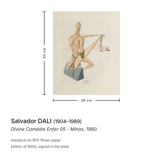 Image 1 of Salvador DALI Divine Comédie Enfer 05 - Minos woodcut 1960