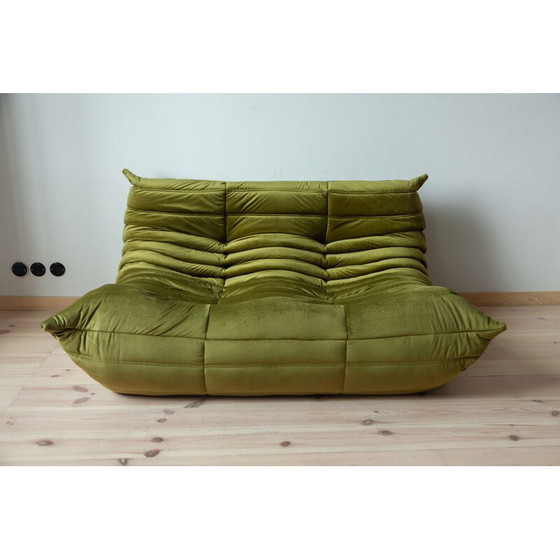 Image 1 of Ensemble salon vintage Togo en velours vert par Michel Ducaroy pour Ligne Roset, France 1970