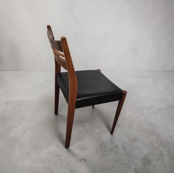 Image 1 of Set van 6 teakhouten eetkamerstoelen uit het midden van de 20e eeuw, model Habeo, Deens design uit de jaren 60.