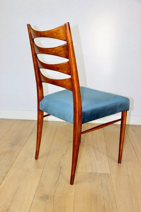 Image 1 of Danish vintage chairs blue turquoise vintage - set of 4 - great set
