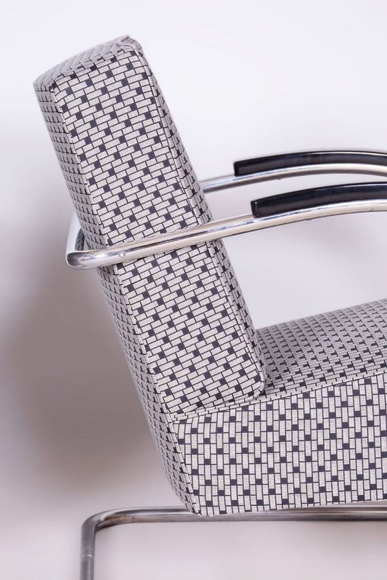 Paar gerestaureerde Bauhaus-fauteuils, van Mücke-Melder, chroom, Tsjechisch, jaren dertig – Metal, Textile (photo 23 of 26)