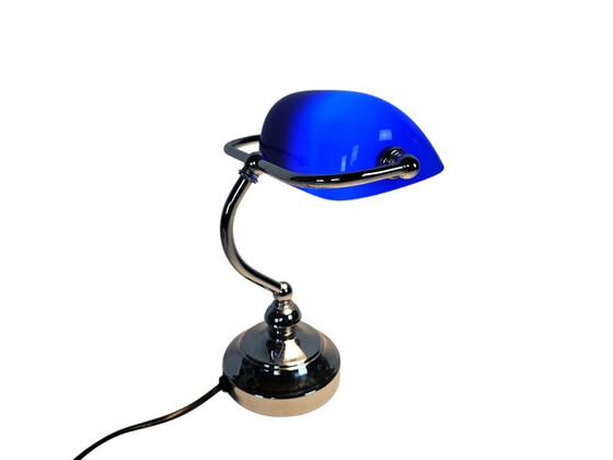 Image 1 of Lampe de banquier - style Tiffany - métal - opaline - années 90