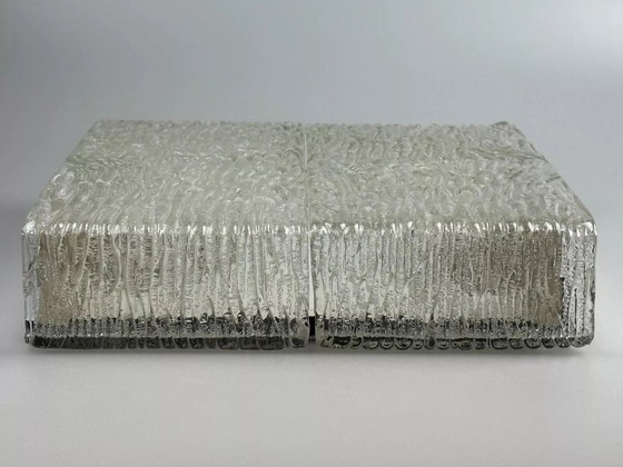 Image 1 of Lampada da soffitto in vetro ghiacciato anni '60-'70 di Kaiser Leuchten Germania