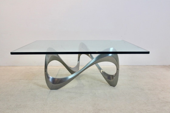 Knut Hesterberg ‘Snake’ Salontafel, Gegoten Aluminium & Glas, Duitsland, jaren 60, Ronald Schmitt (foto 2 van 10)