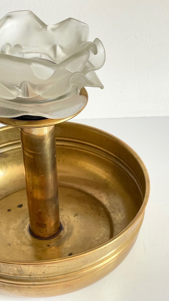 Image 1 of Centrotavola a ciondolo in ottone e vetro vintage