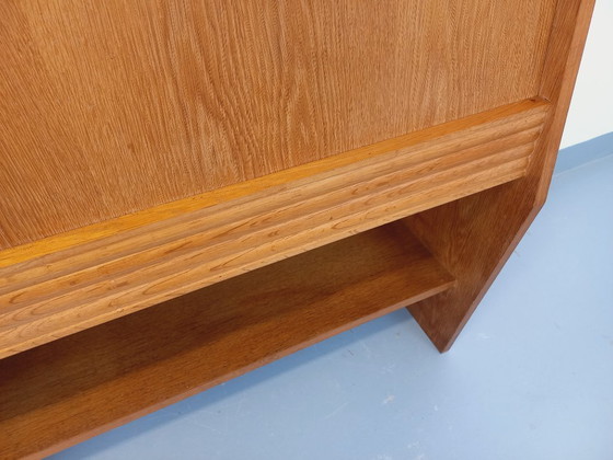Image 1 of Meuble secrétaire bibliothèque de rangement vintage en bois de chêne des années 60