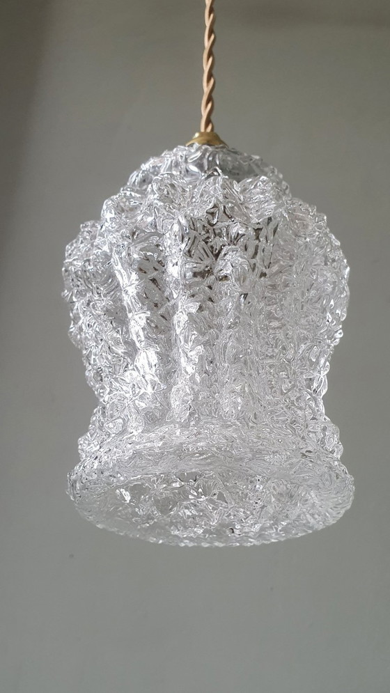 Image 1 of Vintage hanglamp van dik, getextureerd glas. Duitsland Mid Century