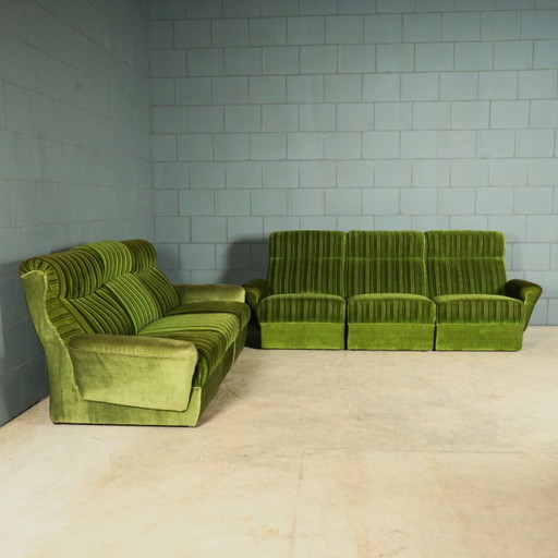 Vintage modular seating group - green velvet - 1960s – modulaire banken, Textile (photo 2 of 19)