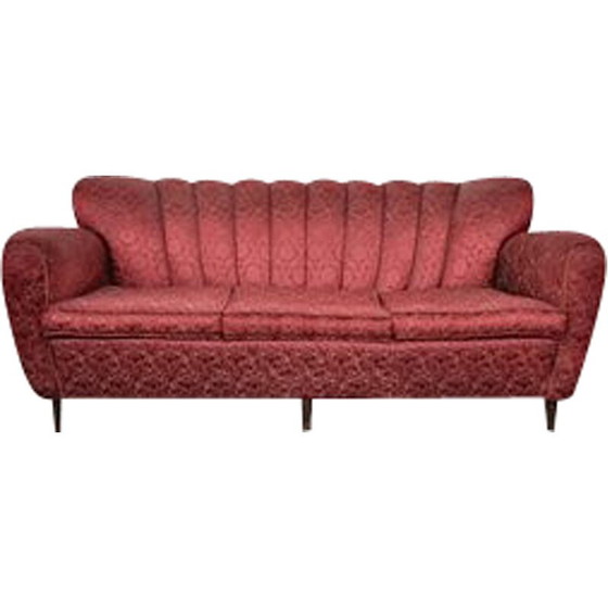 Image 1 of Mid-century Italian red and gold 3-seater sofa by Paolo Buffa, 1950s