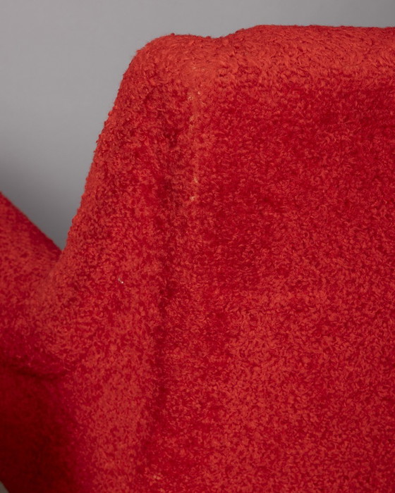 Image 1 of Pair of vintage 50s armchairs red fabric Italian design