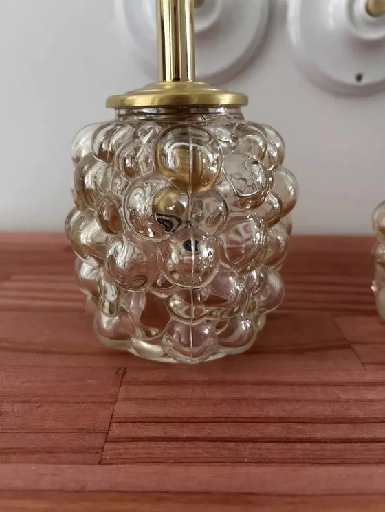 Image 1 of Set Of 2 Bubbled Gold Glass Wall Sconces