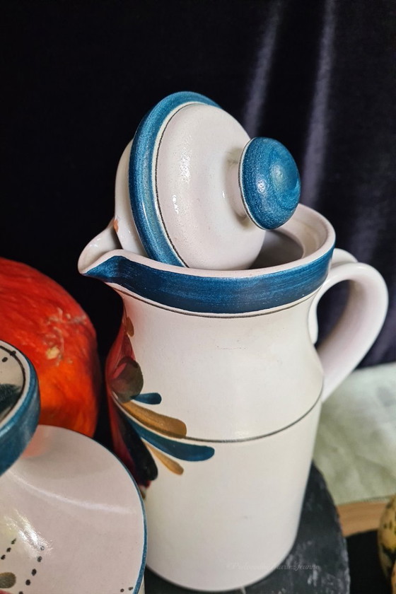 Image 1 of Bellissimo set da caffè in ceramica LUZERNER, con motivi floreali dipinti a mano.