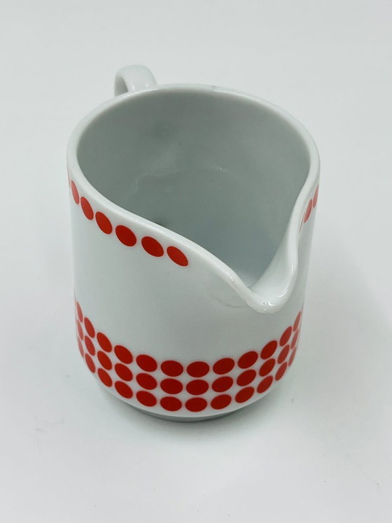 Image 1 of Winterling Bavaria Red Polka Dot Porcelain Lunch Service 70s