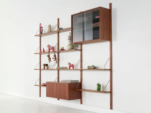 Estantería modular de teca, diseño danés, década de 1970, fabricada en Dinamarca.