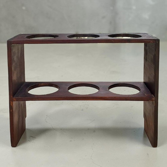 Range-bouteilles rustique en noyer massif pour 3 bouteilles, années 1960 – Bois (photo 8 of 11)