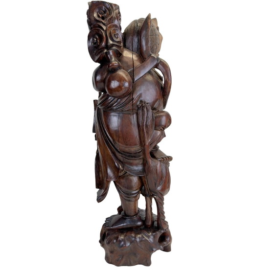 Antigua talla de madera japonesa Ebisu - Dios de los pescadores y la prosperidad - 59 cm – Esculturas (photo 5 of 11)