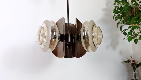 Image 1 of Lampadario Sputnik Vintage / Lampada a sospensione in rame / Plafoniera / Lampada a sospensione / Jugoslavia anni '70 / Illumina