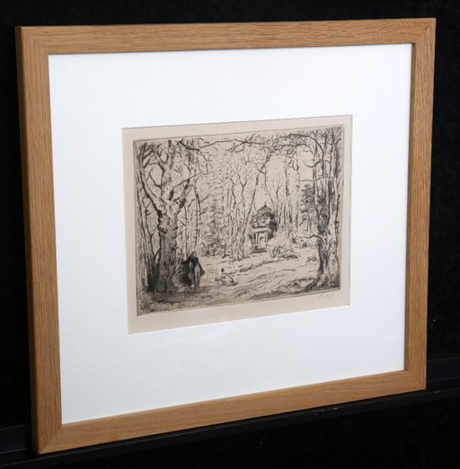 Teuber, Hermann - Park - etching - framed - handsigned