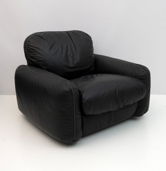 Image 1 of Paire de fauteuils en cuir italien Piumotto par Arrigo Arrighi pour Busnelli, 1970