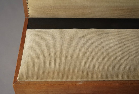 Image 1 of Kleine Haagse School / Art Deco eikenhouten halbank, jaren 1930