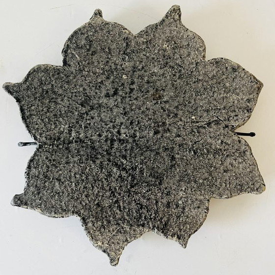 Image 1 of Vintage ceramic wall plate lilac sunflower Fat lava Jan van Erp 1960s