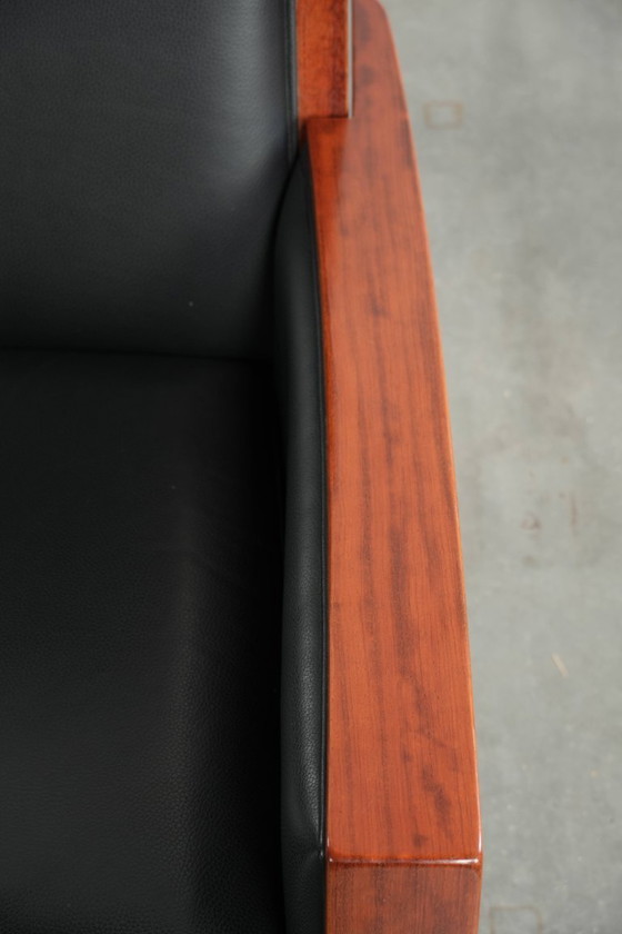 Image 1 of Schuitema Art Deco design relaxfauteuil uit de Decoforma serie met zwart rundleer