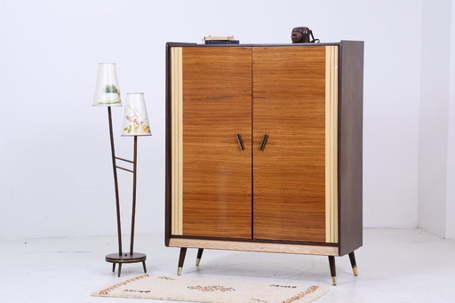 Timeless vintage high gloss linen cupboard 60s | Mid - Century cupboard wood retro compartment cupboard storage #07-15