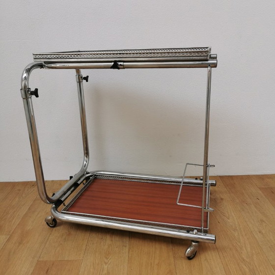 Image 1 of Chariot de bar vintage, chariot à boissons, chariot de majordome, chariot de service