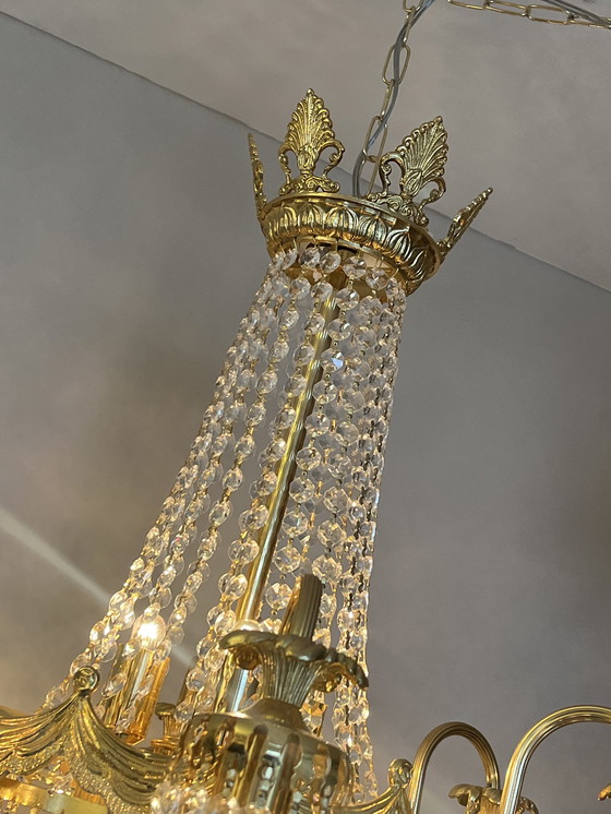 Image 1 of Grande lampadario in cristallo SWAROVSKI foglia oro