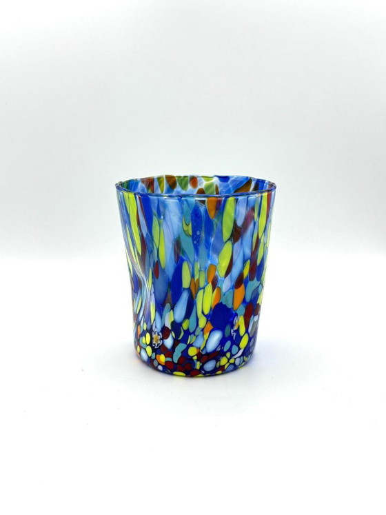 Ensemble de 6 verres vénitiens en verre soufflé avec effet Murano Murrine fusionné dans le verre, fabriqués à (photo 6 of 8)