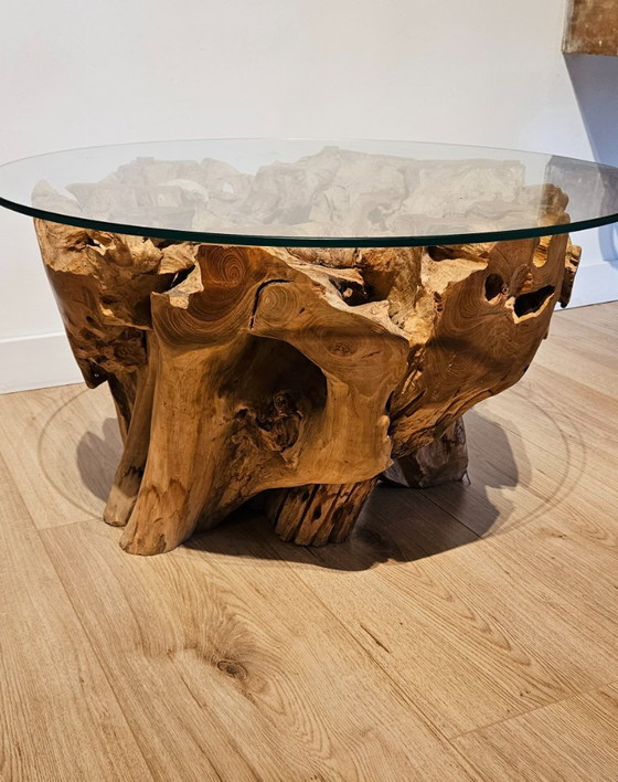 Image 1 of Tavolino da caffè in teak splendidamente conservato con fossili