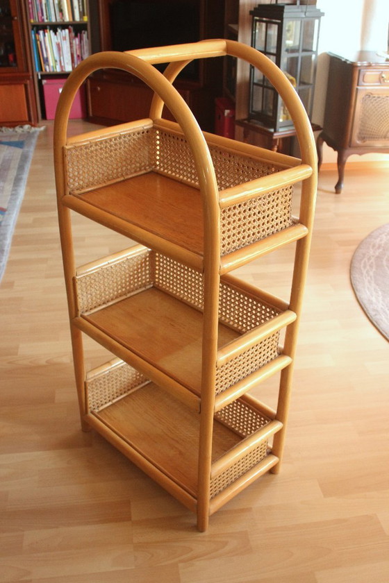 Image 1 of Mensola da parete in bambù in stile metà secolo, autoportante