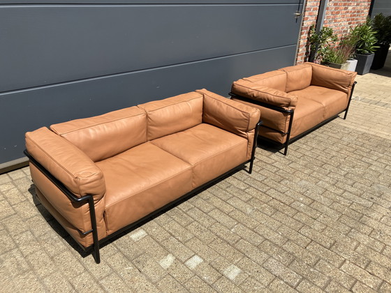 Image 1 of 2x Original Cassina Le Corbusier LC3 Cognac-Camel/Black As Good As New!!!