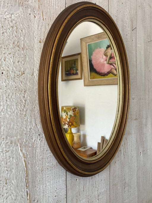 Ovaler Spiegel – Glass, Wood