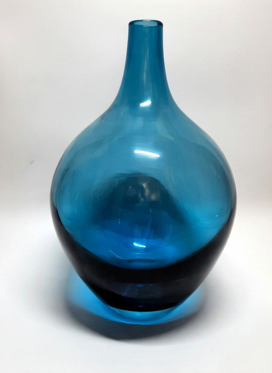 Image 1 of Set of 3 hand-blown turquoise designer vases – Ocean Blue Collection