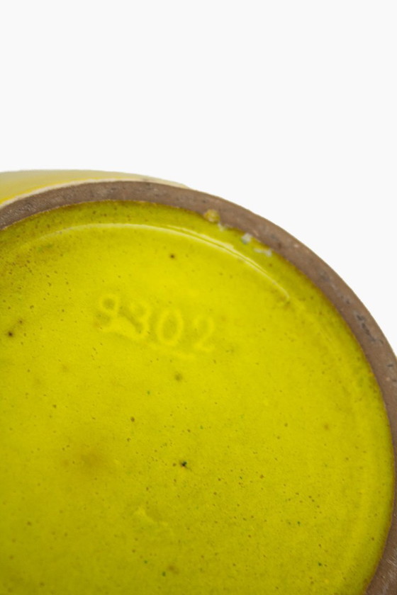 Image 1 of Vaso in anfora gialla Marei 9302 in ceramica anni '60/'70 con pianta decorativa