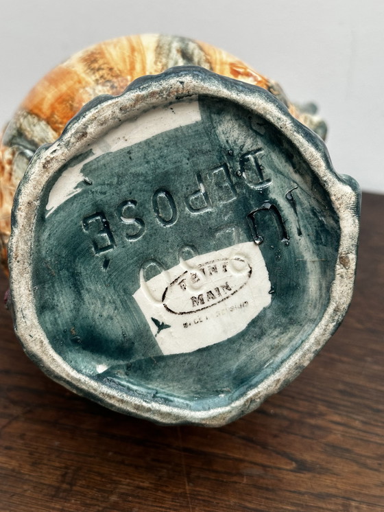 Image 1 of Vintage Barbotine vaas en landelijke decoratie - Belgisch keramiek