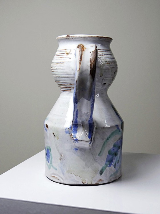 Image 1 of Glazed stoneware pitcher from Vallauris, 1970s, Boris Kasianoff, Albert Thiry, Le Mûrier Era