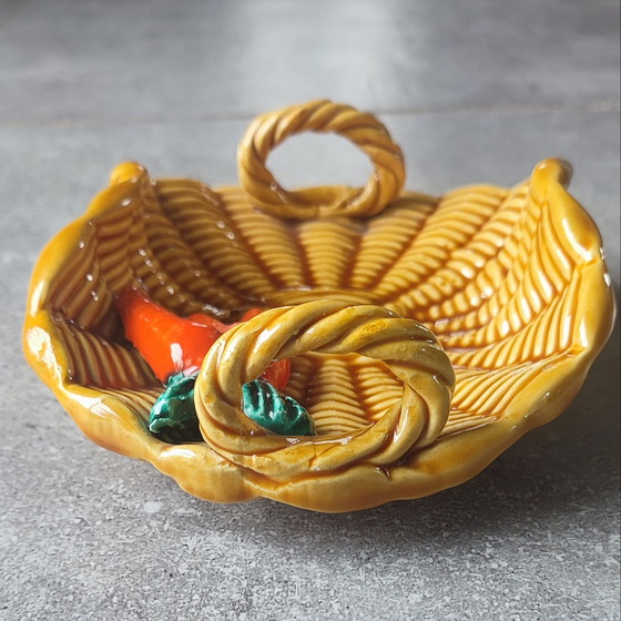 Image 1 of Barbotine "Carrot Basket" Vallauris