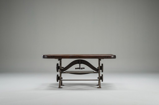 Vintage-Couchtisch im Industrie-Stil mit Zahnradmotiven, 1950er Jahre