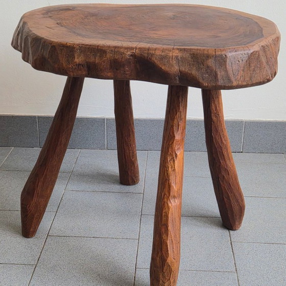 Image 1 of Brutalist side table, 1970s, oak, DLG Jean Touret, Marolles