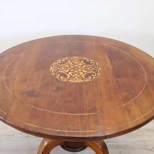 Antiker Til-Plate-Tisch aus Nussbaumholz mit Intarsien, Italien, Mitte des 19. Jahrhunderts