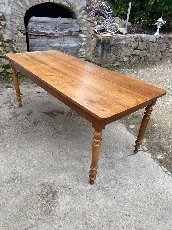 Image 1 of Sam solid oak farmhouse dining table with 1 drawer, circa 1950, 180x74cm