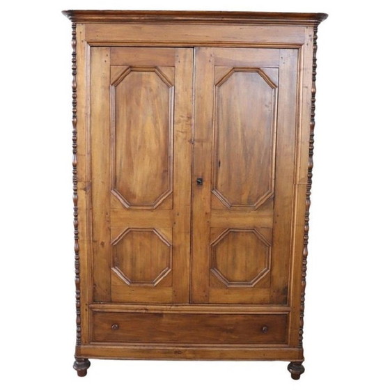 Image 1 of Solid Poplar Wood Antique Wardrobe, Italy Mid 19th Century