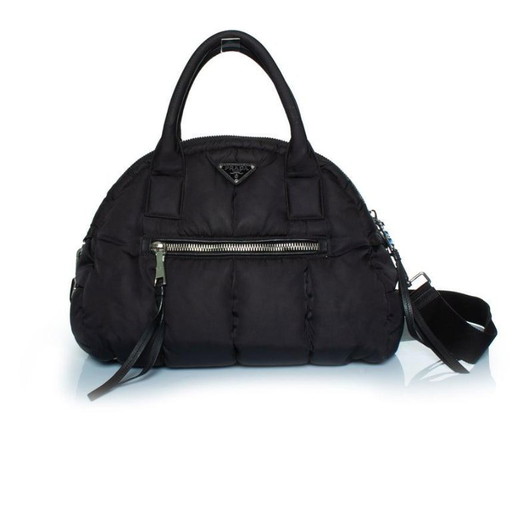 Prada, bomber bowler bag in black