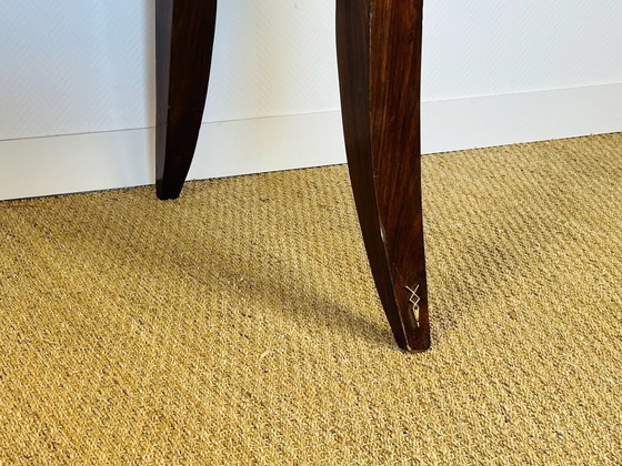 Image 1 of Art-Deco-Esstisch aus Nussbaum mit Rautenintarsien, 1940