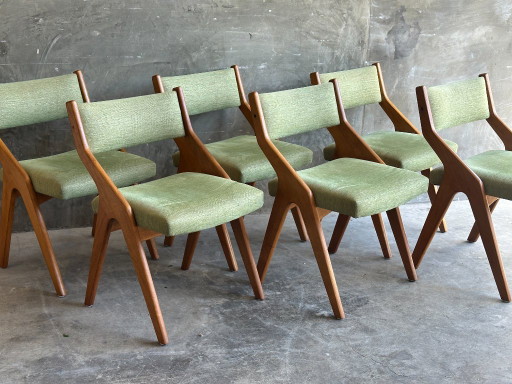 6x eetkamerstoelen '50 - Nieuw gestoffeerd | Perriand stijl