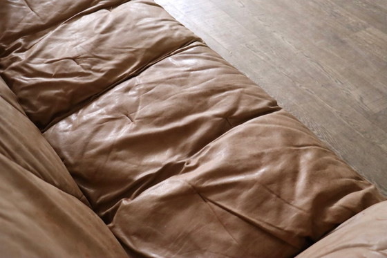 Image 1 of Ligne Roset Sloop Sofa By Michel Ducaroy In Cognac Leather, 1970s