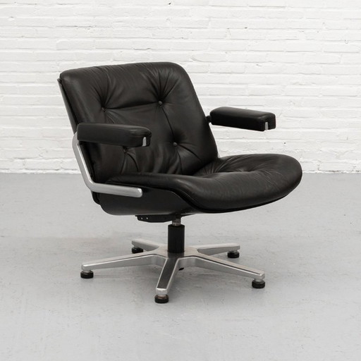 Fauteuil Stoll Giroflex années 70 – Wood, Leather
